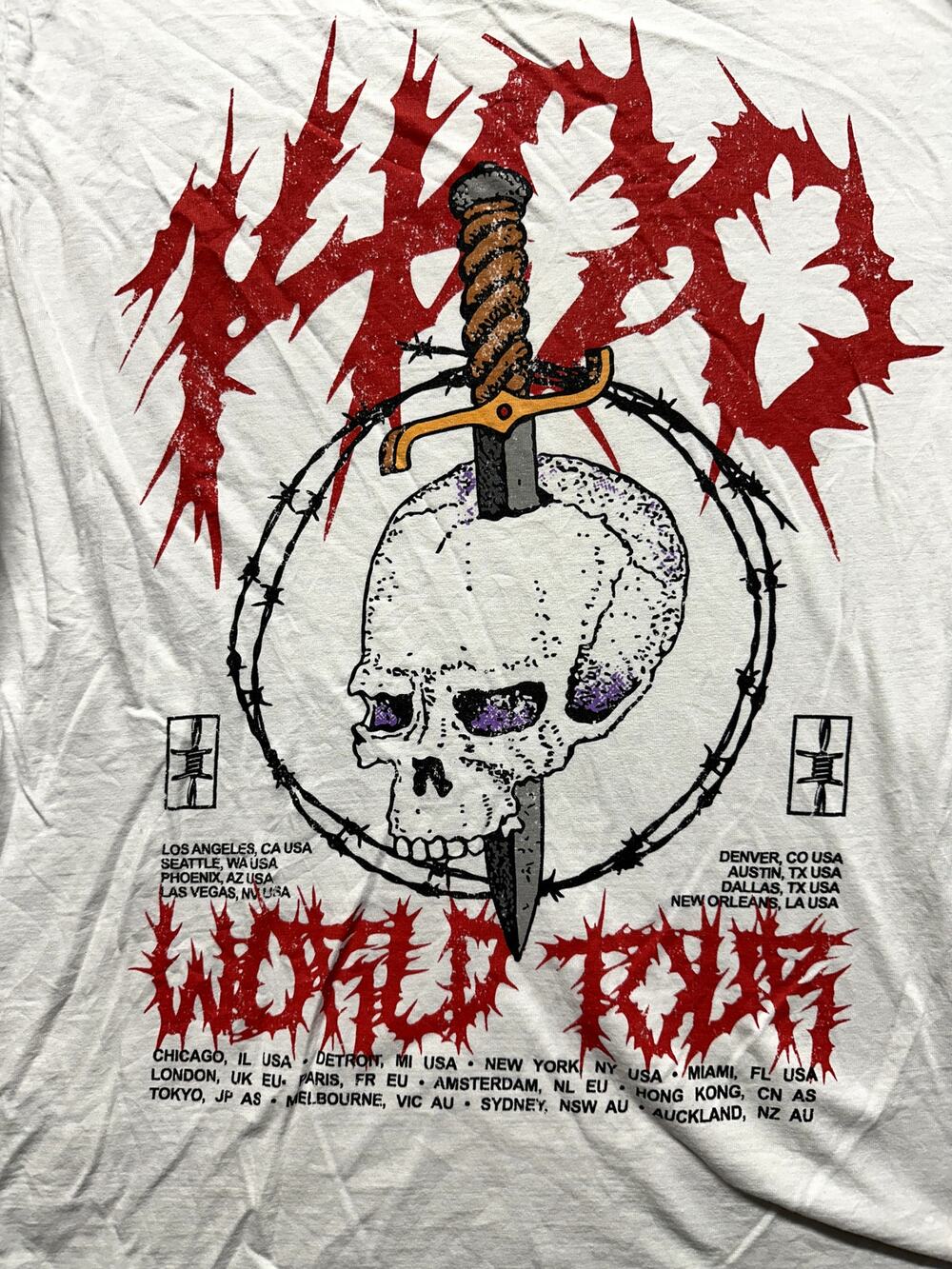 Trippie Redd 1400 World Tour Graphic Long Sleeve Shirt Size M White Skull Rock